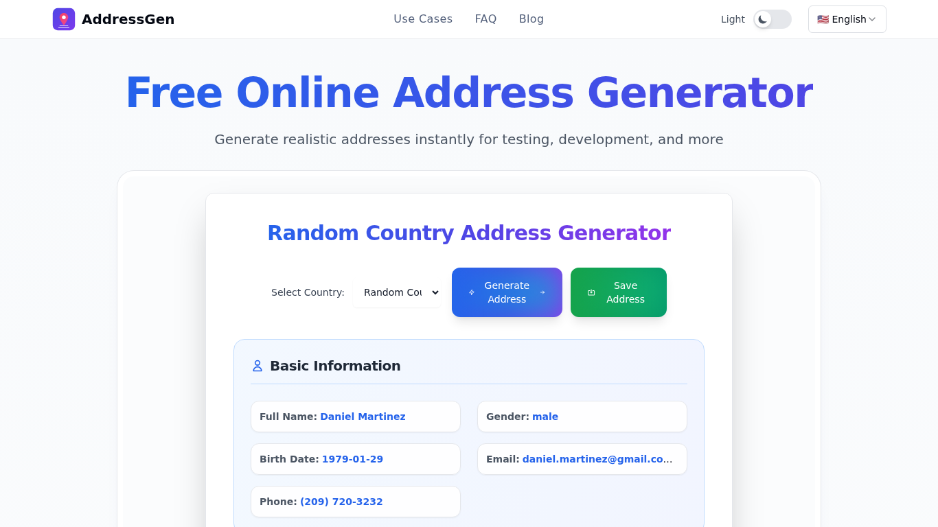 Fake Address Generator