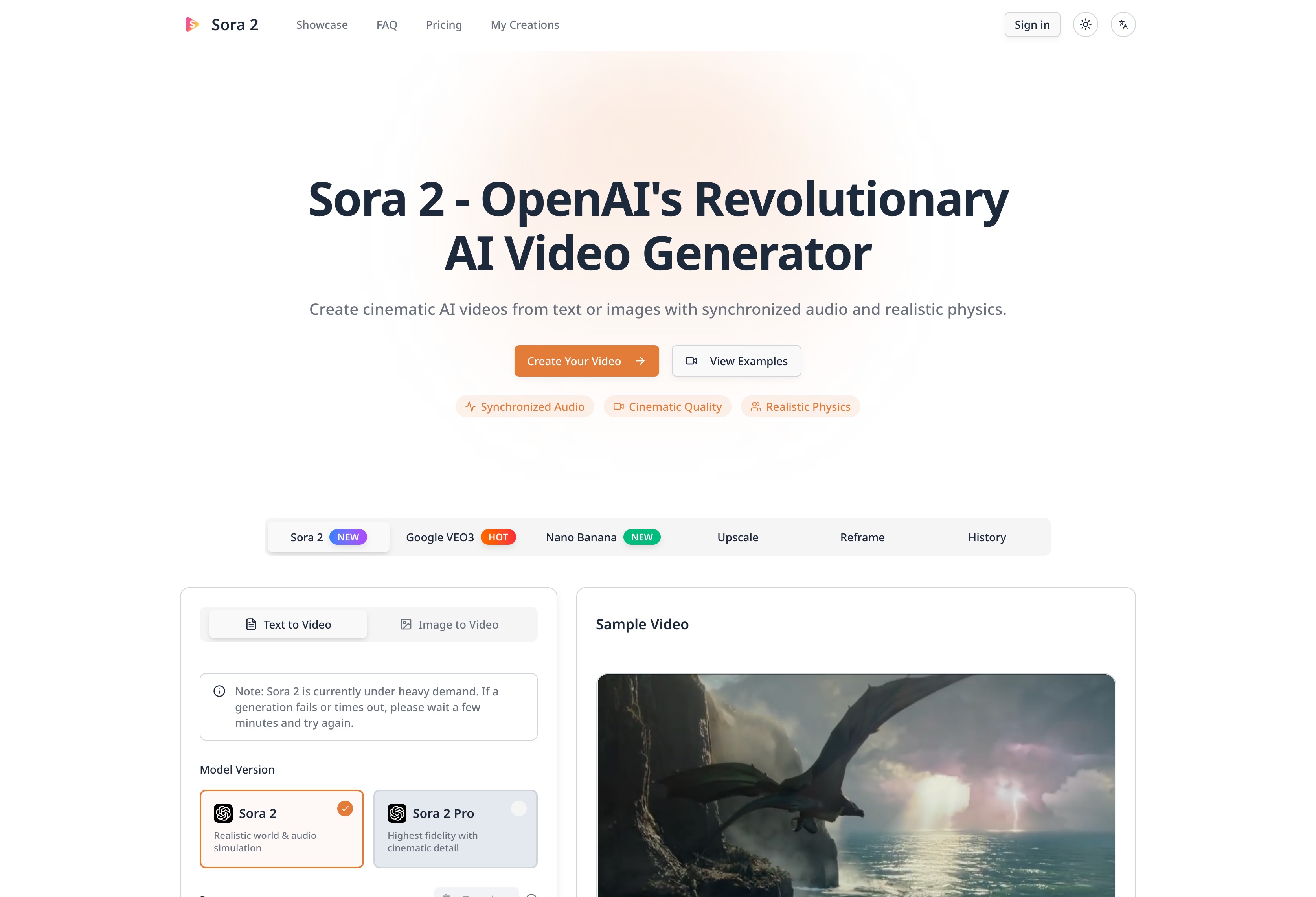 Cinematic Text-to-Video Engine – Sora 2 AI