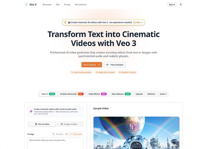 Veo 3 AI Video Generator – Cinematic AI Videos with Synchronized Audio